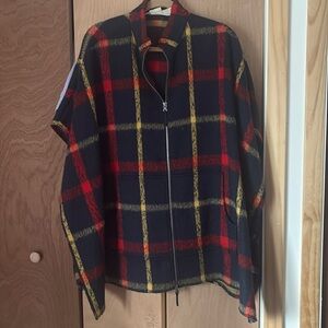 Treasure & Bond Plaid poncho - Red, Blue, Yellow